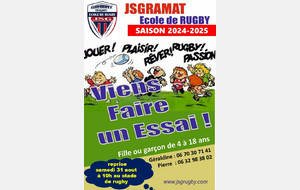 Reprise Ecole de Rugby : samedi 31 août 